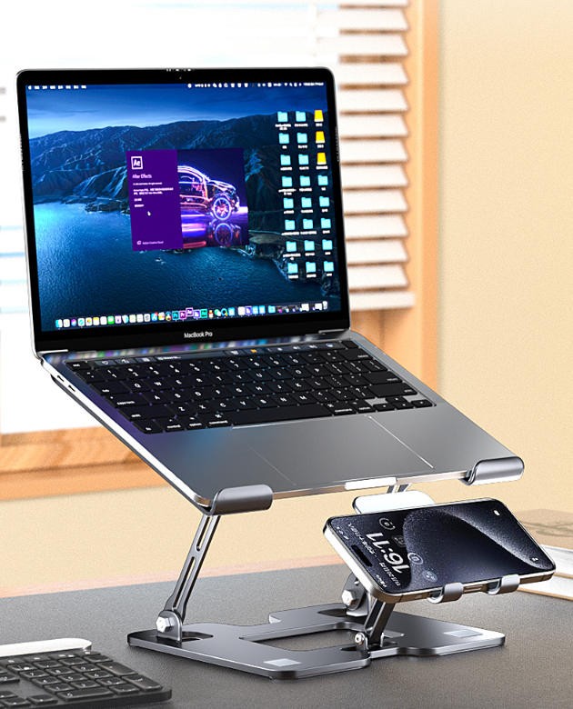 The Daily Drop Dual Device Metal Laptop And Phone Stand
