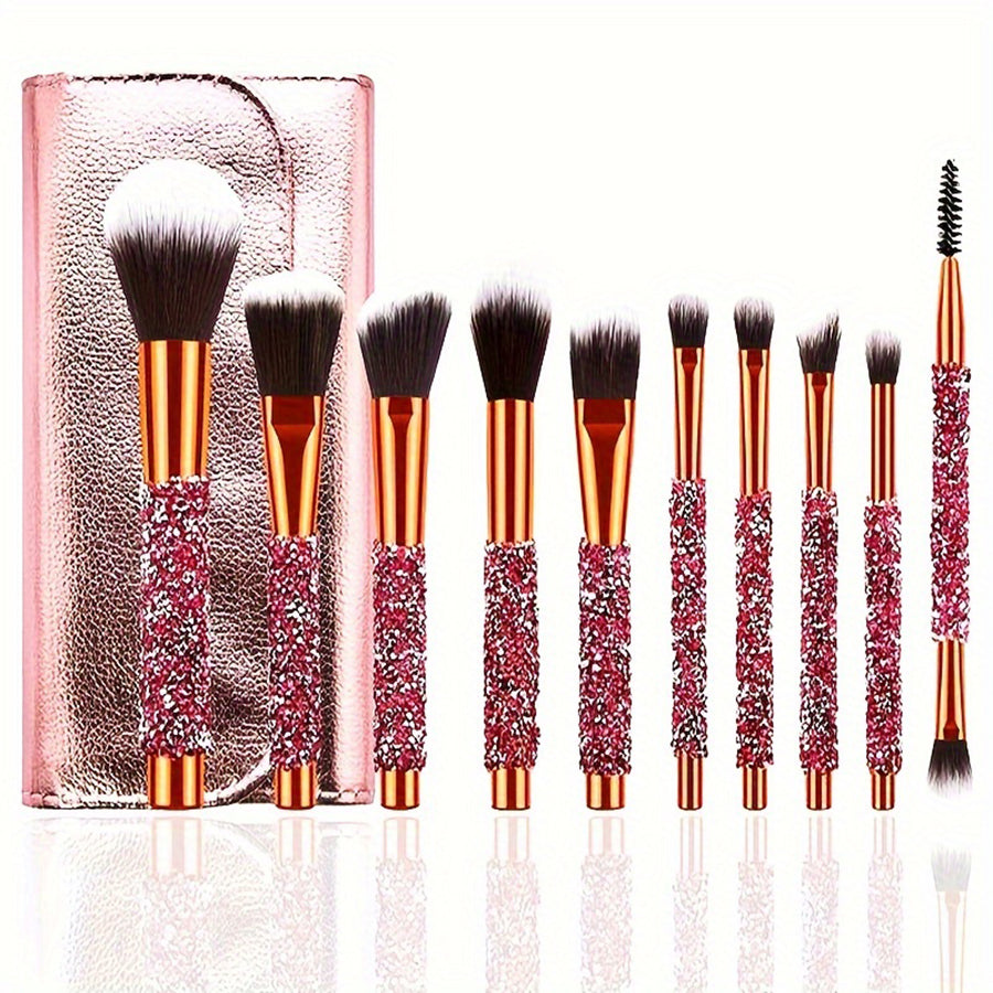 The Daily Drop Luxury Diamond Makeup Brush Set 10Pcs