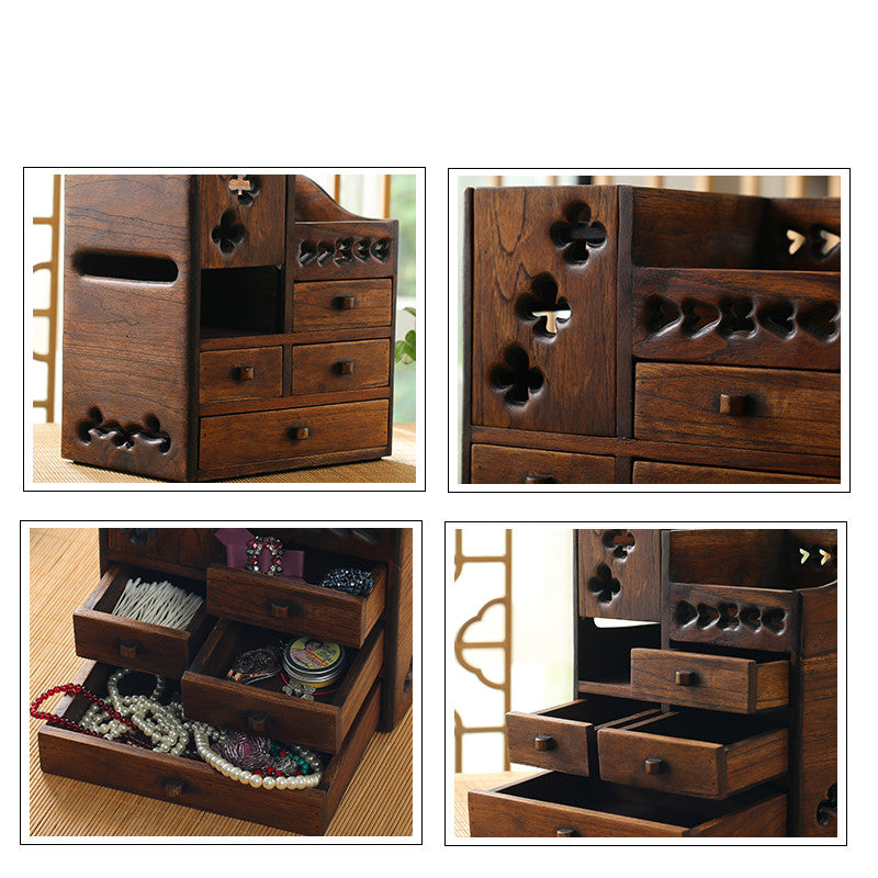 The Daily Drop Wooden Retro Cosmetic Organizer Box