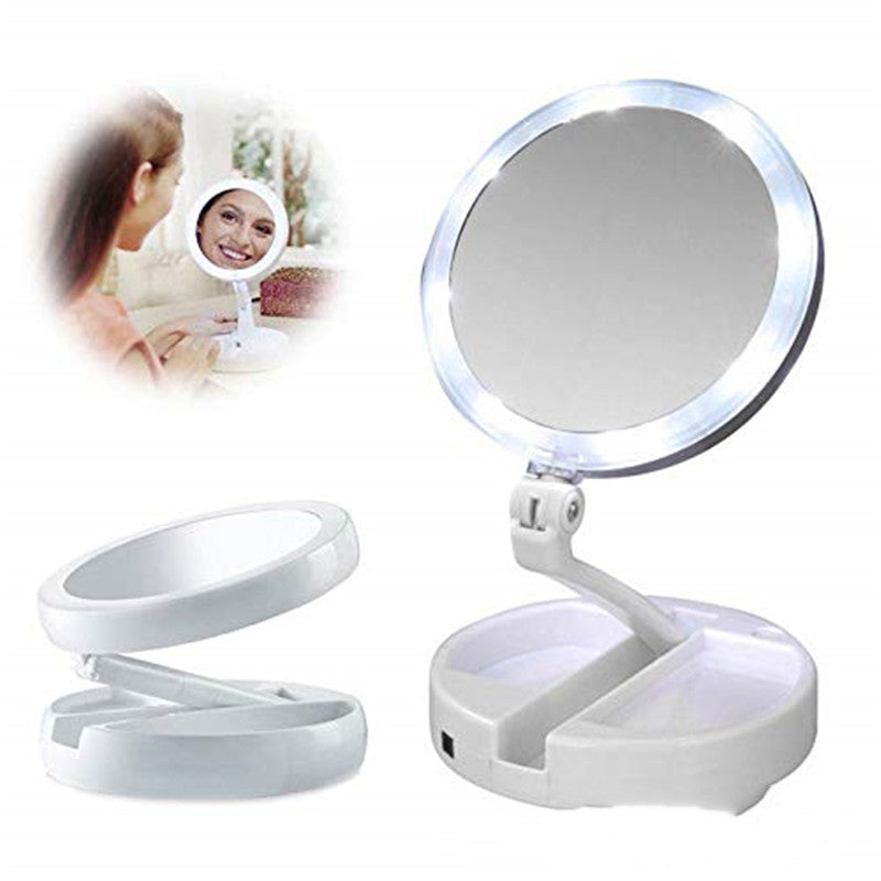 The Daily Drop LED Folding Makeup Mirror Storage