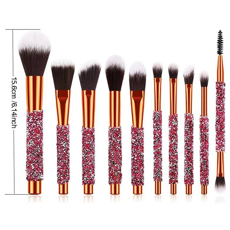 The Daily Drop Luxury Diamond Makeup Brush Set 10Pcs