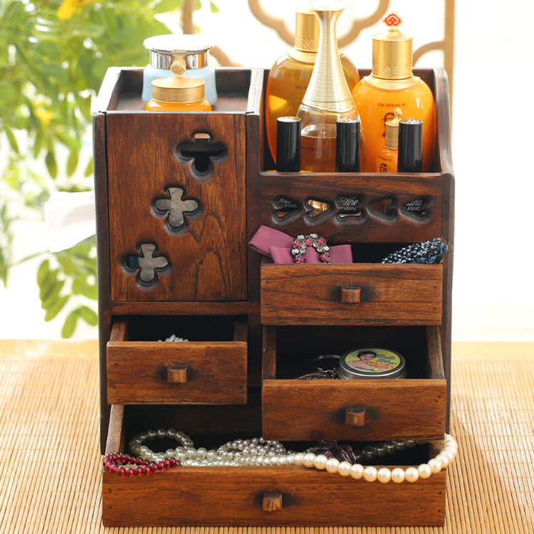 The Daily Drop Wooden Retro Cosmetic Organizer Box