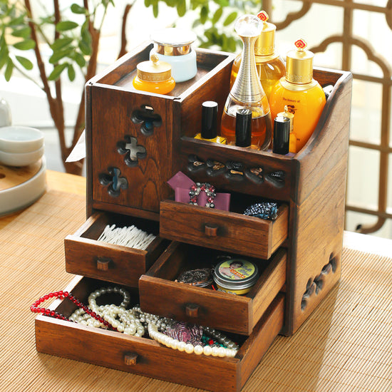 The Daily Drop Wooden Retro Cosmetic Organizer Box