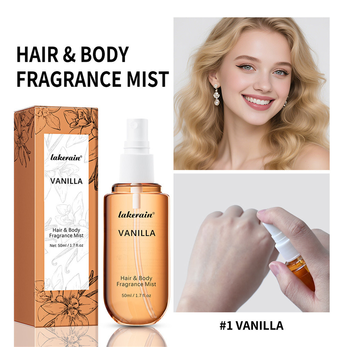 The Daily Drop Vanilla Hair & Body Mist 50ml